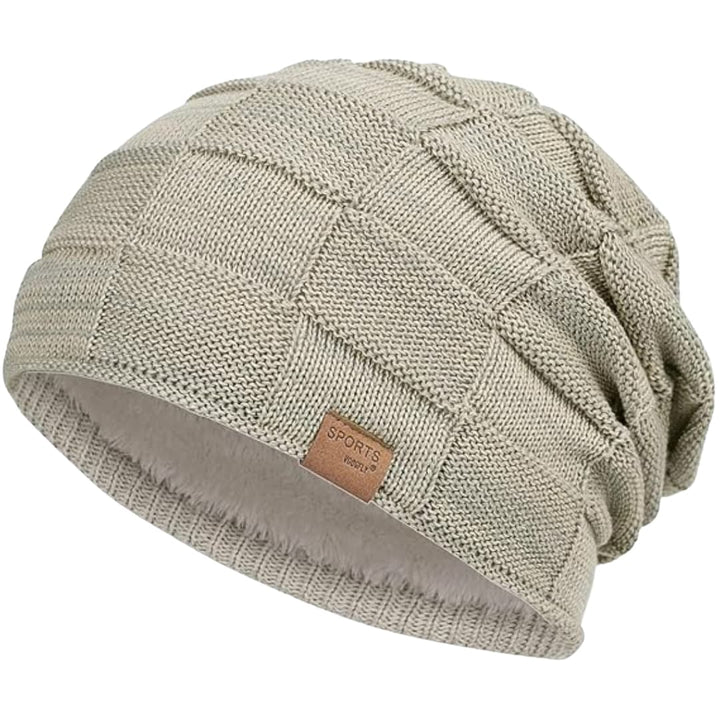 Unisex Strick Beanie mit Slouch Schnitt und Fleece Futter