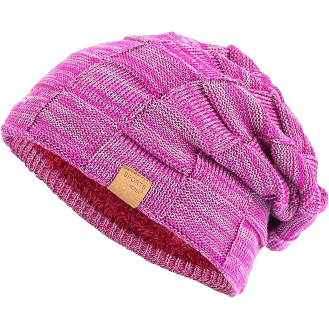 Unisex Strick Beanie mit Slouch Schnitt und Fleece Futter