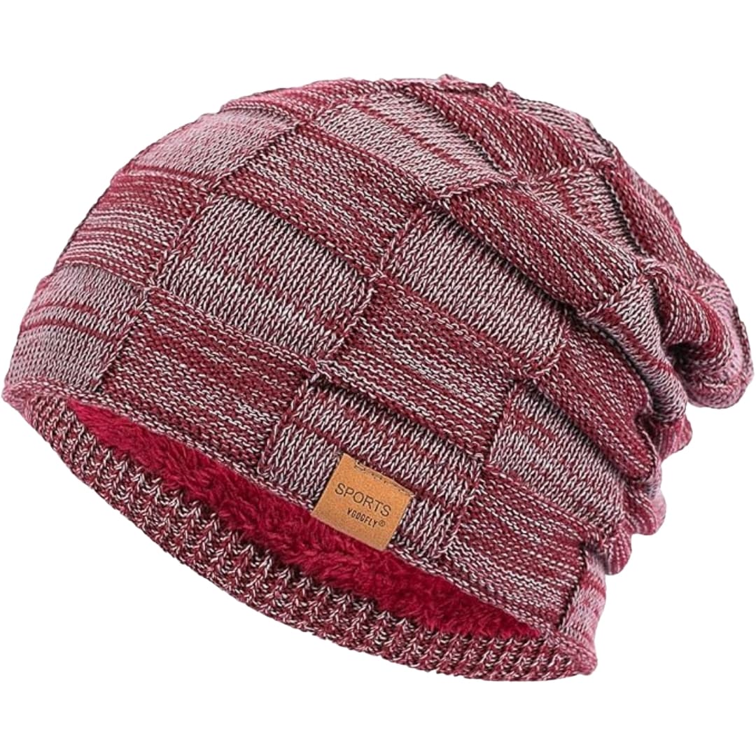 Unisex Strick Beanie mit Slouch Schnitt und Fleece Futter