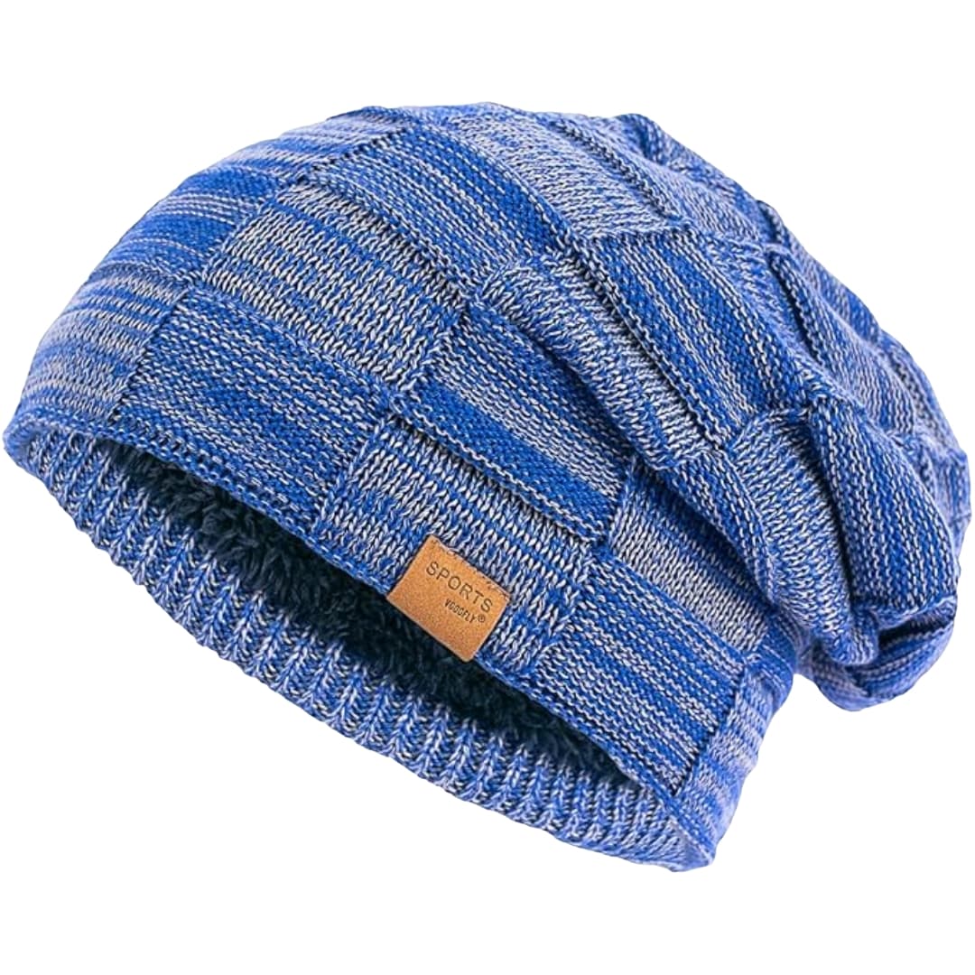 Unisex Strick Beanie mit Slouch Schnitt und Fleece Futter