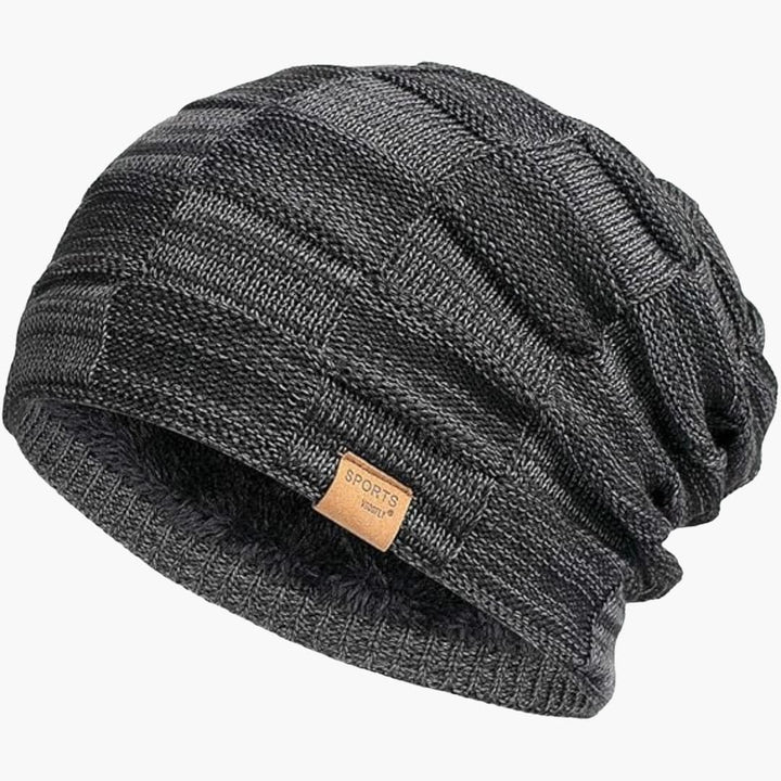 Unisex Strick Beanie mit Slouch Schnitt und Fleece Futter