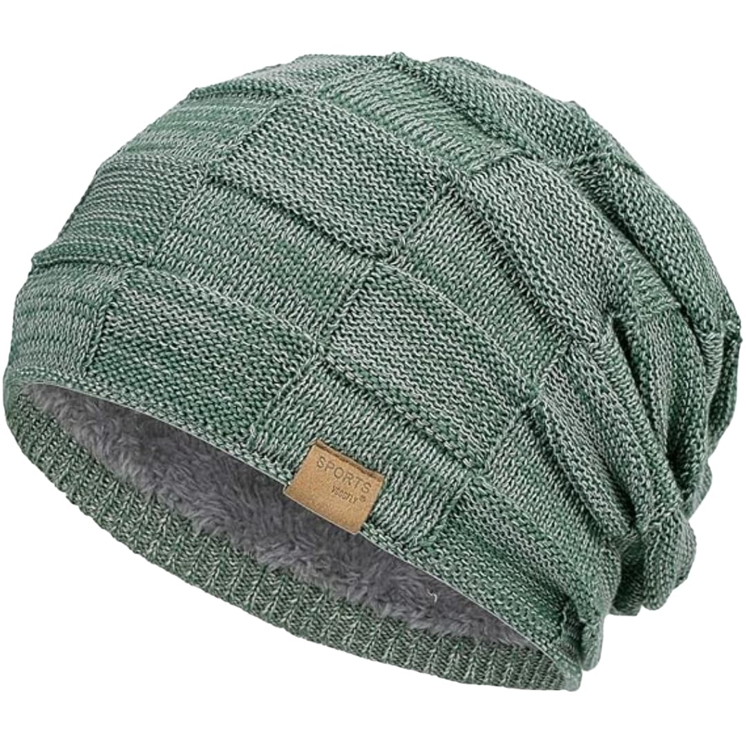 Unisex Strick Beanie mit Slouch Schnitt und Fleece Futter