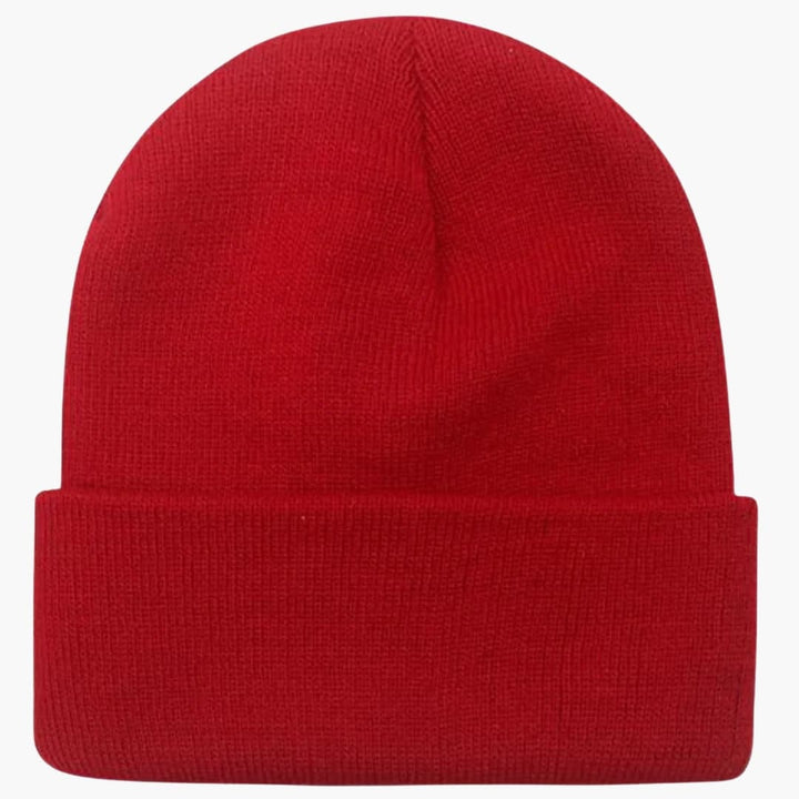 Unisex Strick Wintermütze mit runder Form und Rippoberfläche