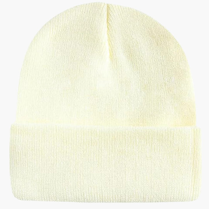 Unisex Strick Wintermütze mit runder Form und Rippoberfläche