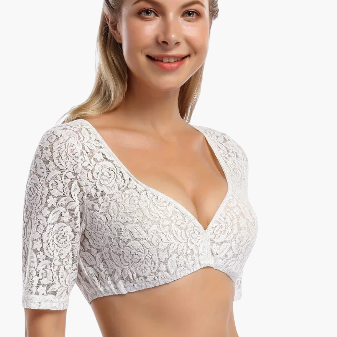 Spitzen V-Ausschnitt Dirndl bluse für Damen - Oktoberfest 2025