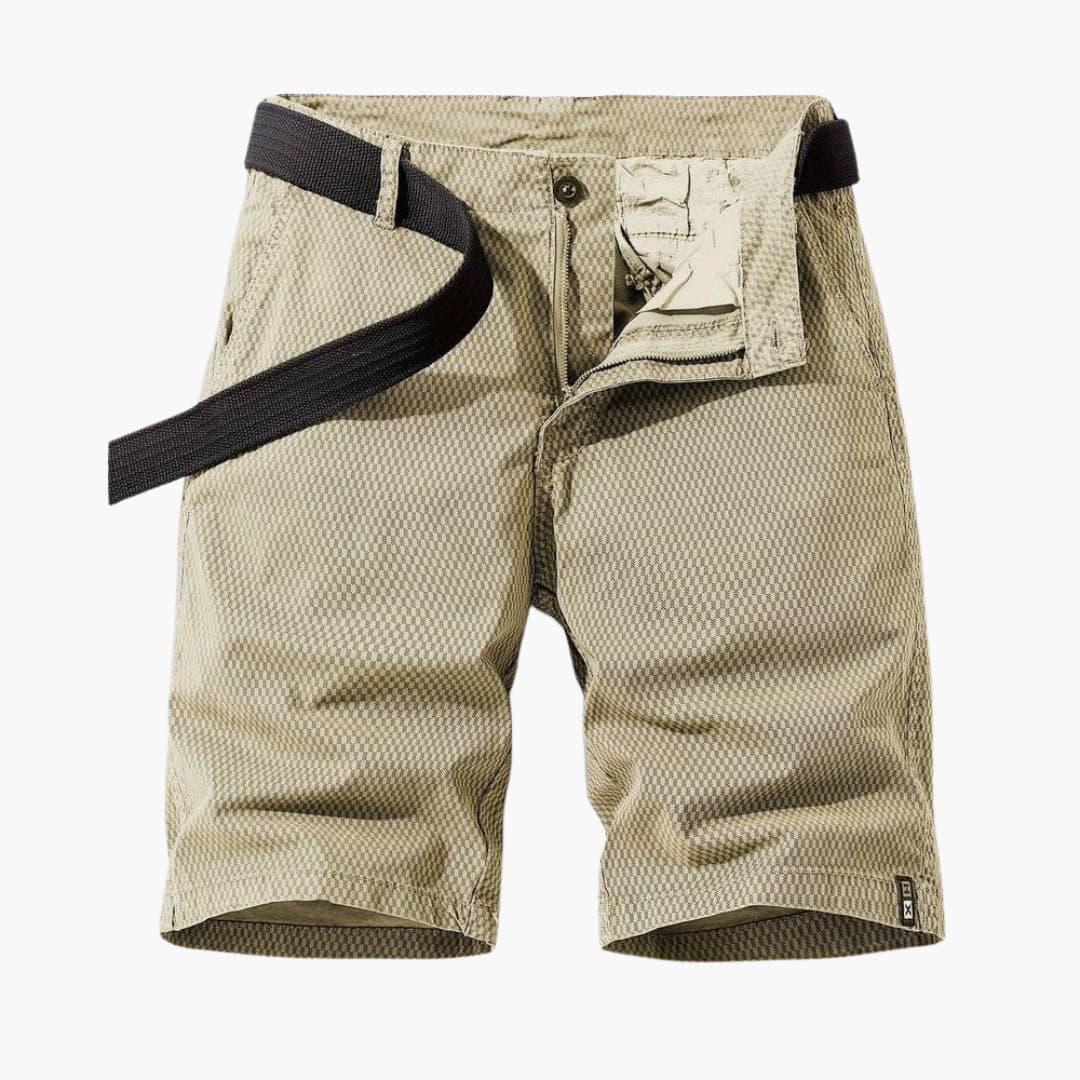 Herren Sommer Shorts mit Taschen und Stoffgürtel knielang