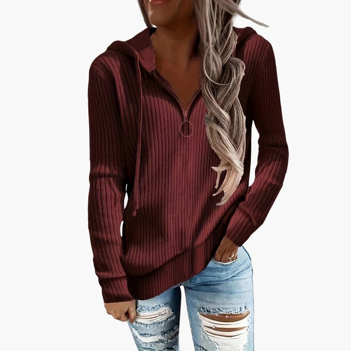 Rippstrick Zip Up Hoodie für Damen