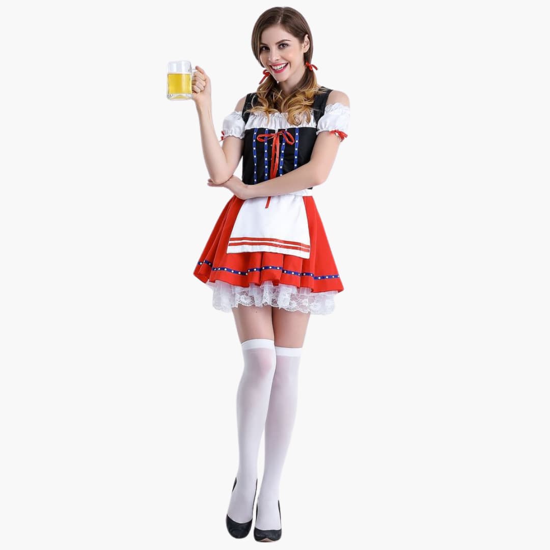 Kurzgeschnittenes Dirndl kleid für Damen - Oktoberfest 2025