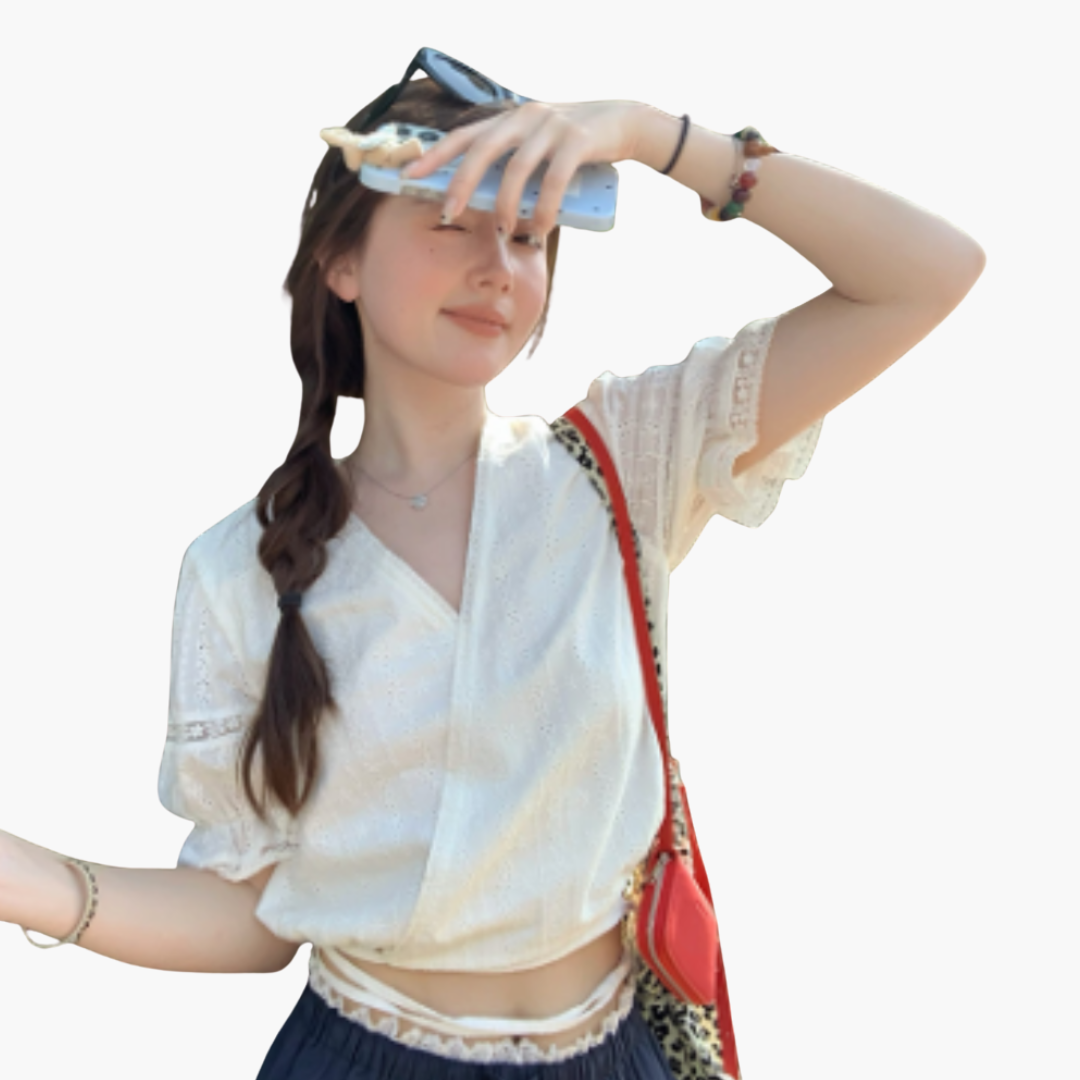 V-Ausschnitt Dirndl bluse für Damen - Oktoberfest 2025