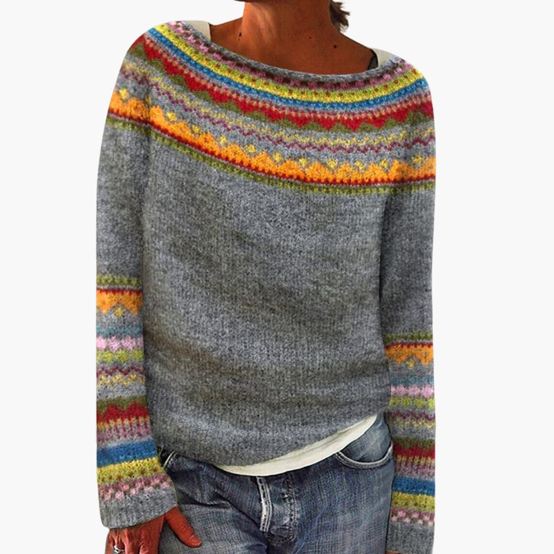 Damen pullover mit Rundhalsausschnitt und Strickmuster