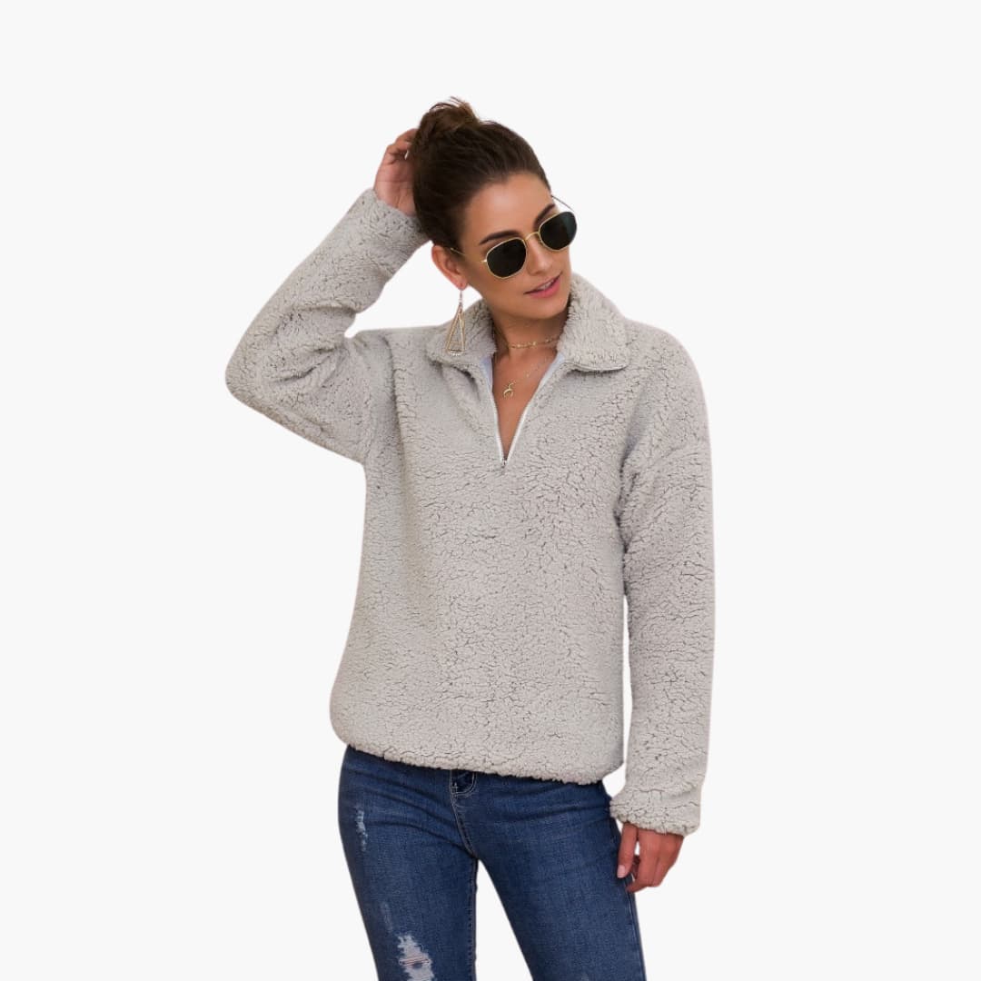 Fleece Pullover für Damen mit halbem Reißverschluss