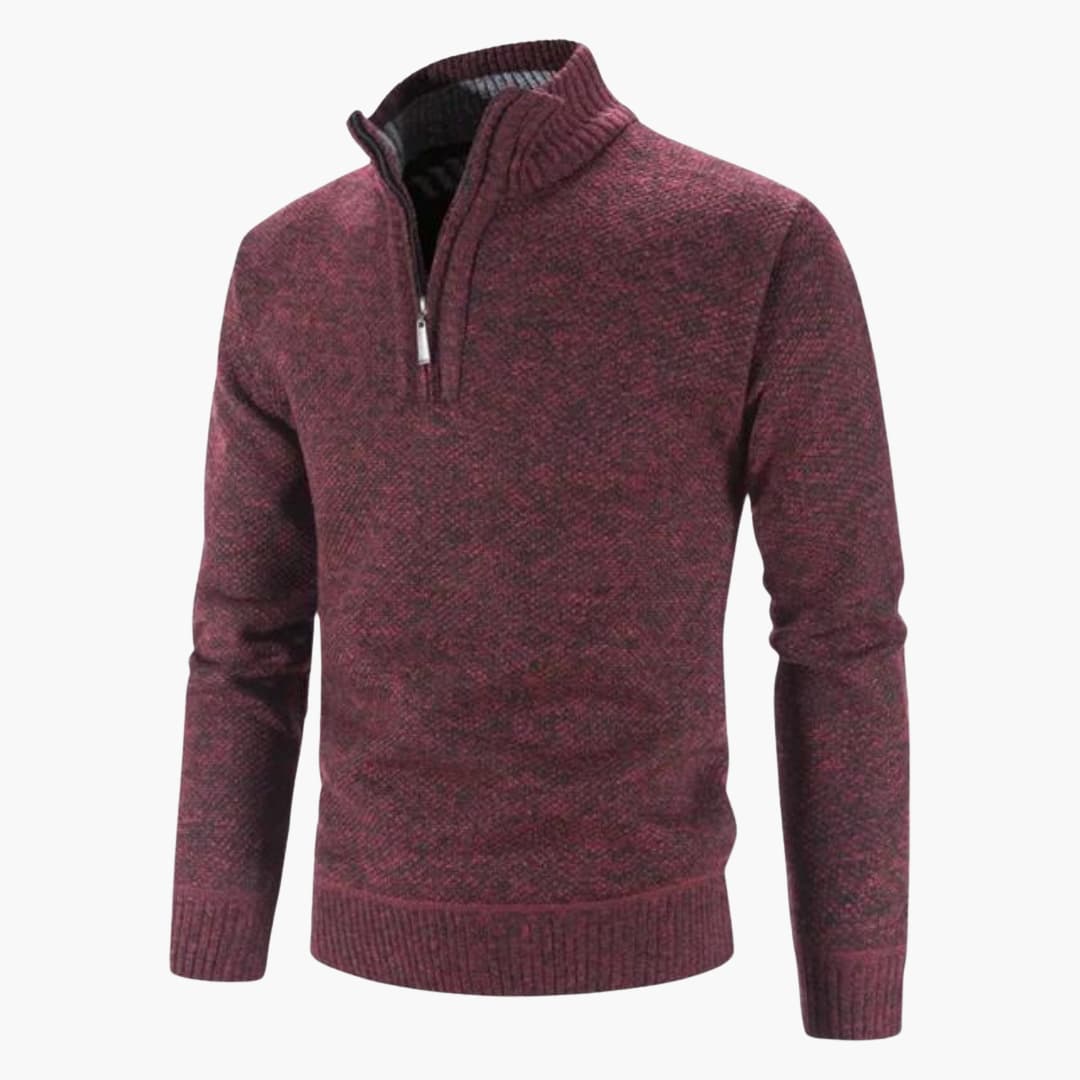 Herren pullover mit halbem Reißverschluss und strukturierter Oberfläche