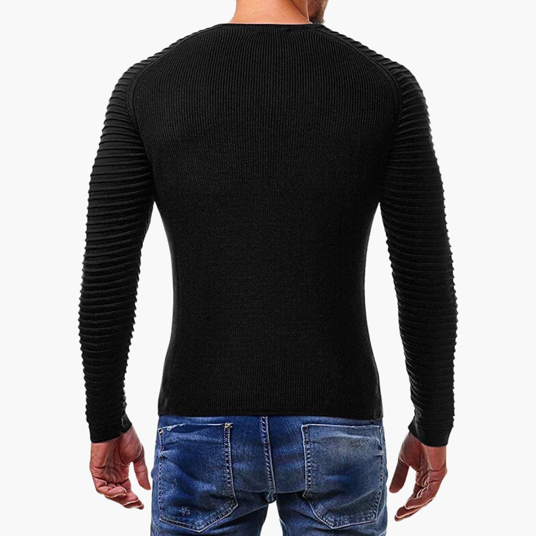 Herren pullover mit Rundhalsausschnitt und Streifen an den Ärmeln