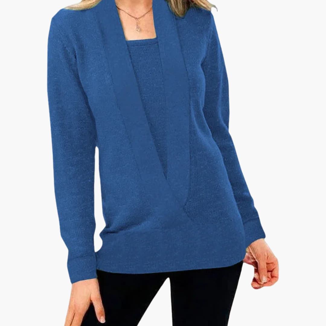 Damen pullover mit tiefem V-Ausschnitt und langen Ärmeln