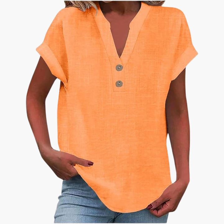 Damen Bluse mit V-Ausschnitt und kurzen Ärmeln für Frühling