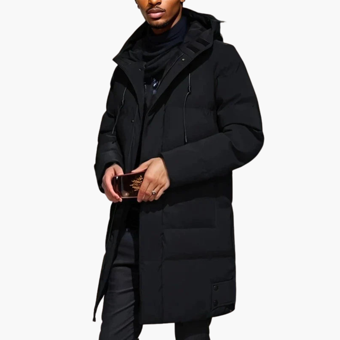 Herren Parka Jacke mit Kapuze und Frontreißverschluss