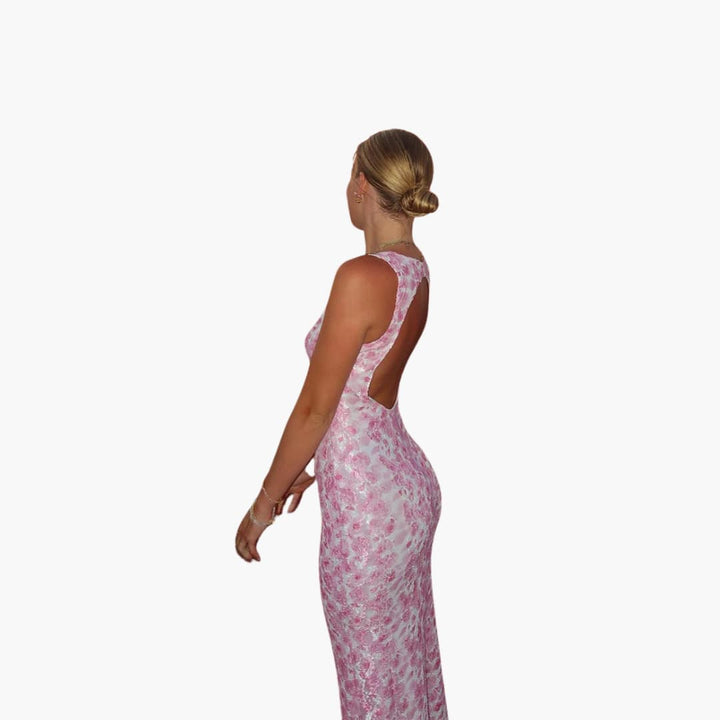 Spitzen-Maxikleid - Damen Stil mit V-Ausschnitt und Eleganz