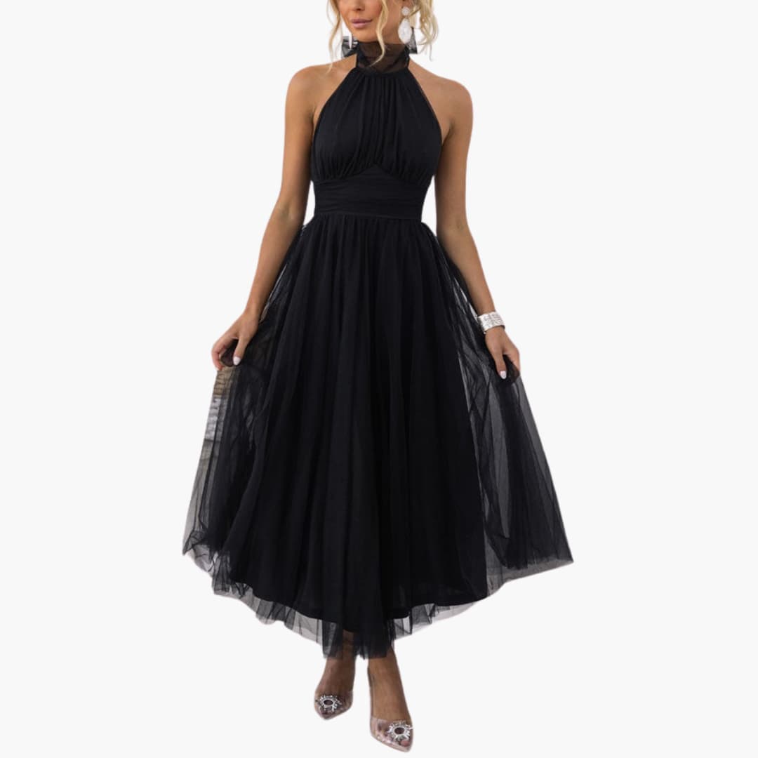 Elegantes weißes Tüll-Maxikleid für Damen - SchmiedeMode