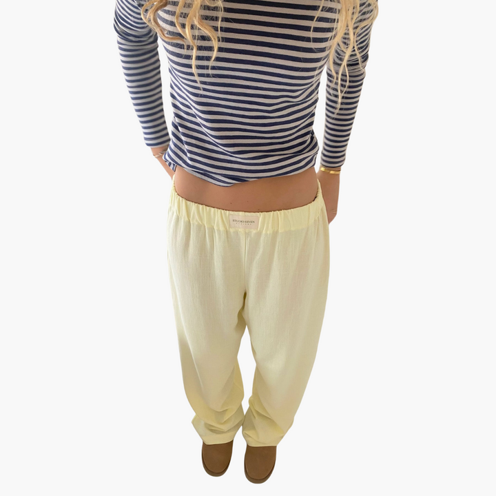 Damen Loungehose mit elastischem Bund und weitem Bein