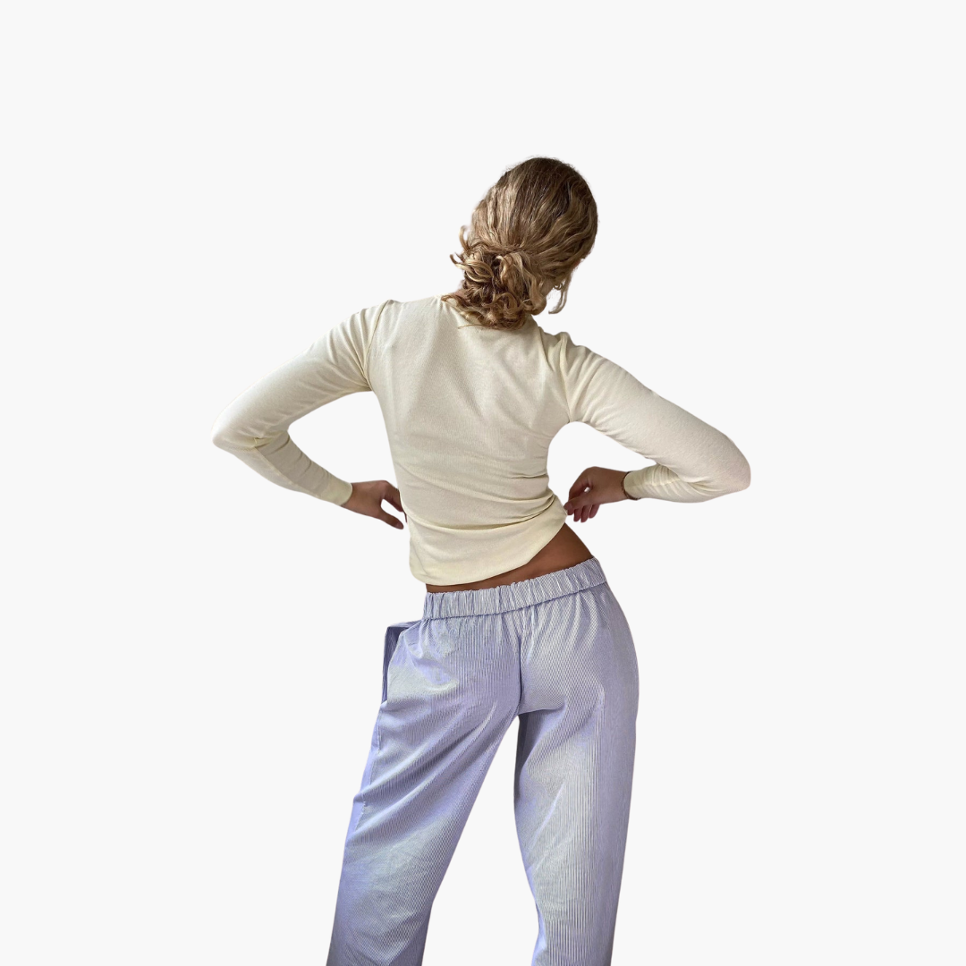 Damen Loungehose mit elastischem Bund und weitem Bein