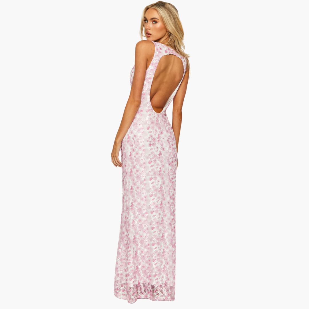 Spitzen-Maxikleid - Damen Stil mit V-Ausschnitt und Eleganz
