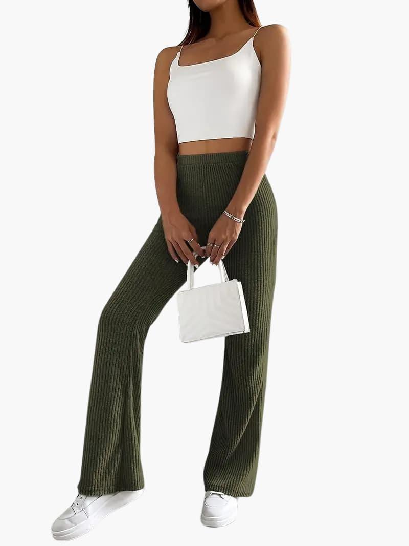 Lässige lange Hosen mit hoher Taille für Damen - SchmiedeMode