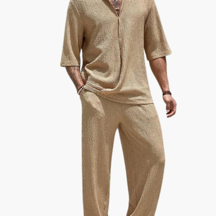 Herren Sommer Set mit Kurzarmhemd und elastischer Hose