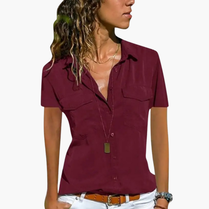 Damen Hemd mit Knopfleiste – Kurzarm Sommerbluse