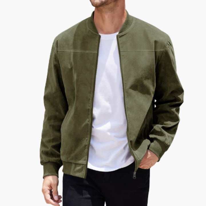 Bomber jacke für Herren mit geripptem Kragen und Reißverschluss