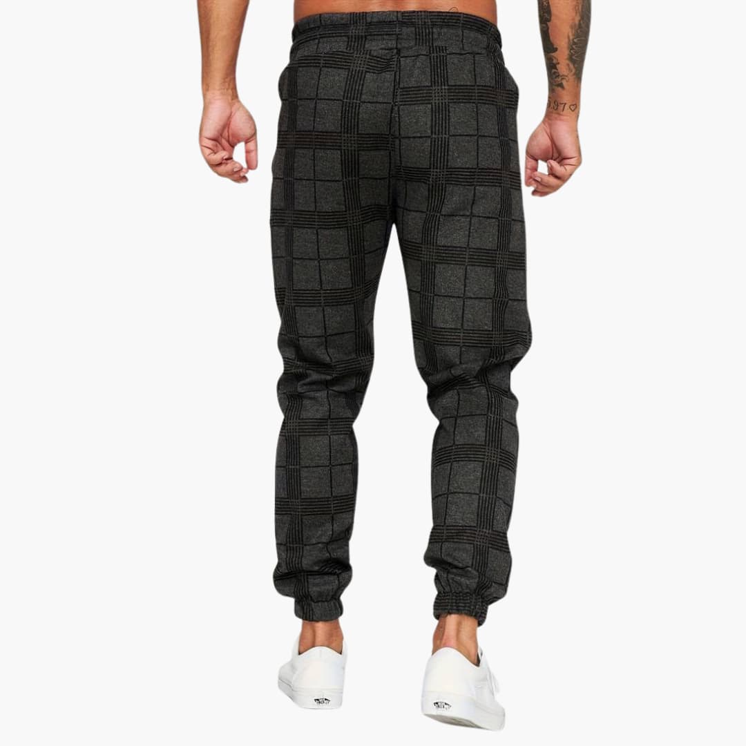 Herren hose mit elastischem Bund und karierter Oberfläche