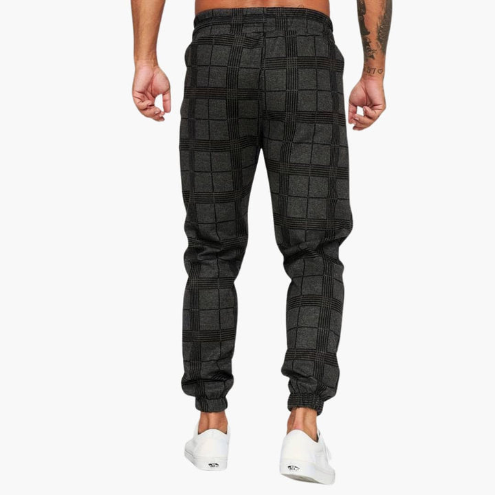 Herren hose mit elastischem Bund und karierter Oberfläche