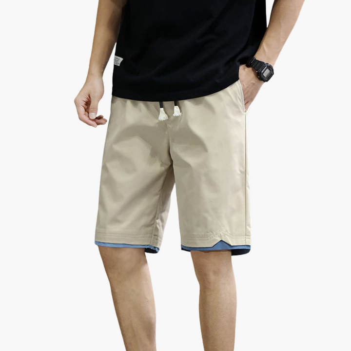 Herren Jogger Shorts mit Kordelzug und kontrastiertem Saum