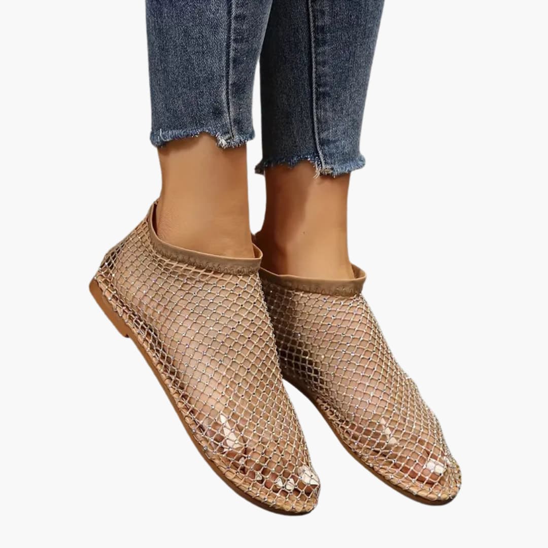 Trendige Mesh-Strass-Flats für Damen - SchmiedeMode