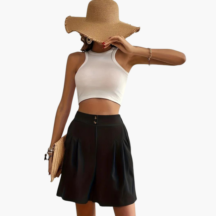 Ripp Crop Top mit Plisseerock für Damen – Sommeroutfit