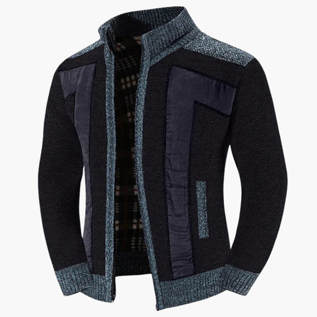 Herren Strickjacke mit Reißverschluss und Rippbund