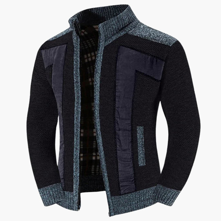 Herren Strickjacke mit Reißverschluss und Rippbund
