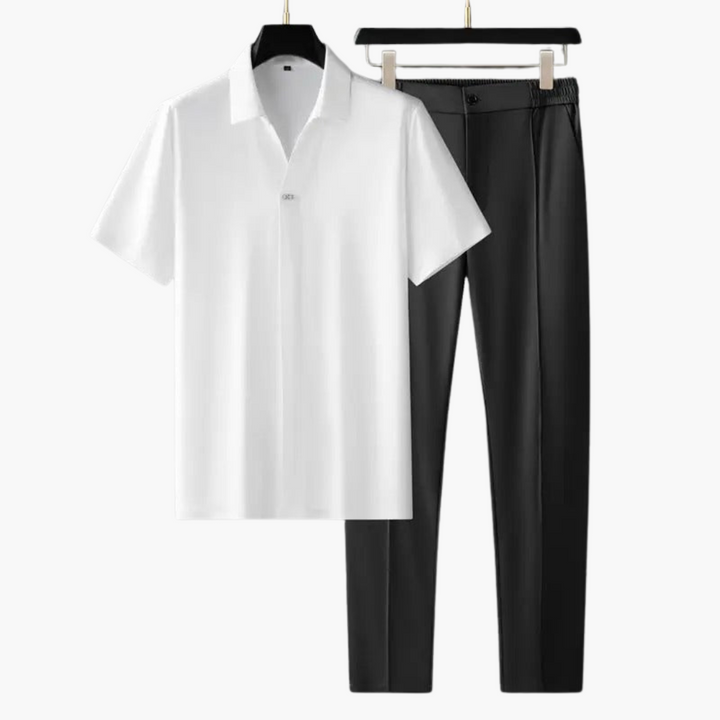 Zweiteiler Set für Herren – Kurzarmshirt mit Stoffhose