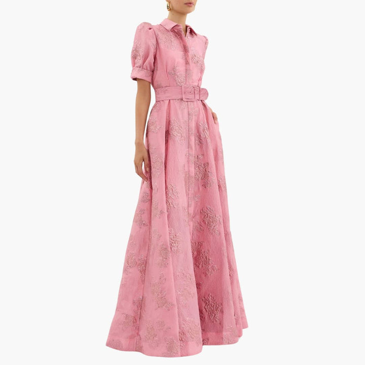 Blumenkleid mit Gürtel - Für Damen mit Puffärmeln & Eleganz