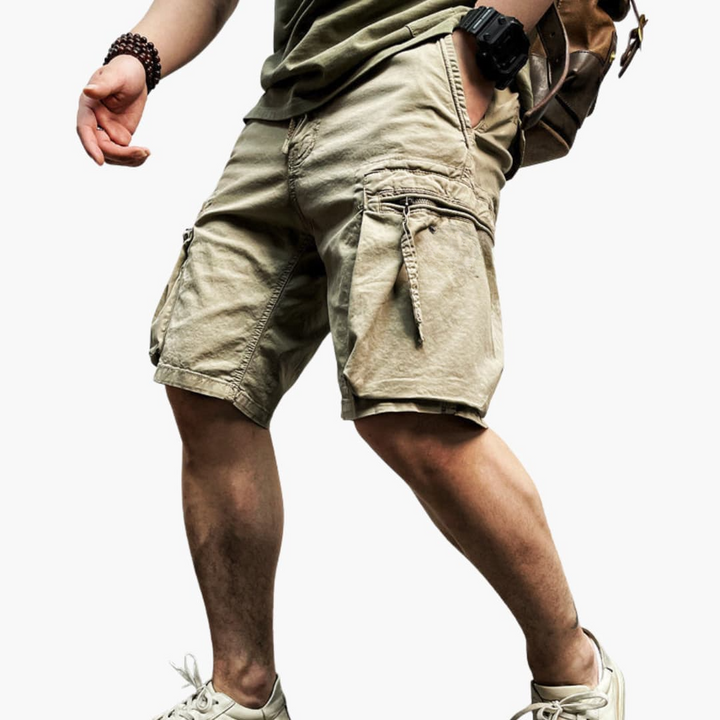 Herren Sommer Cargoshorts mit Reißverschlusstaschen und Kordelzug