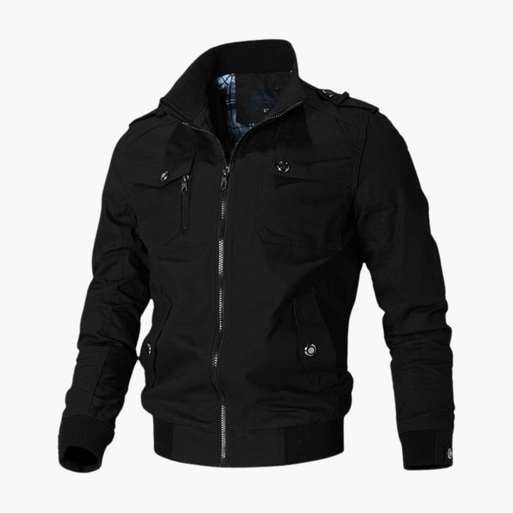 Herren Bomberjacke mit Reißverschluss und geripptem Saum