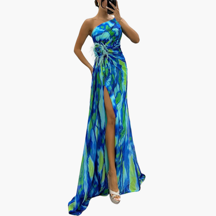 Vibrantes Maxi-Kleid für Frauen - Farbenfrohes Design