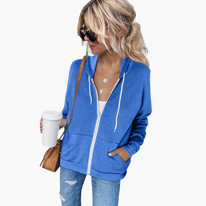 Damen Kapuzenpullover mit Reißverschluss und Seitentaschen