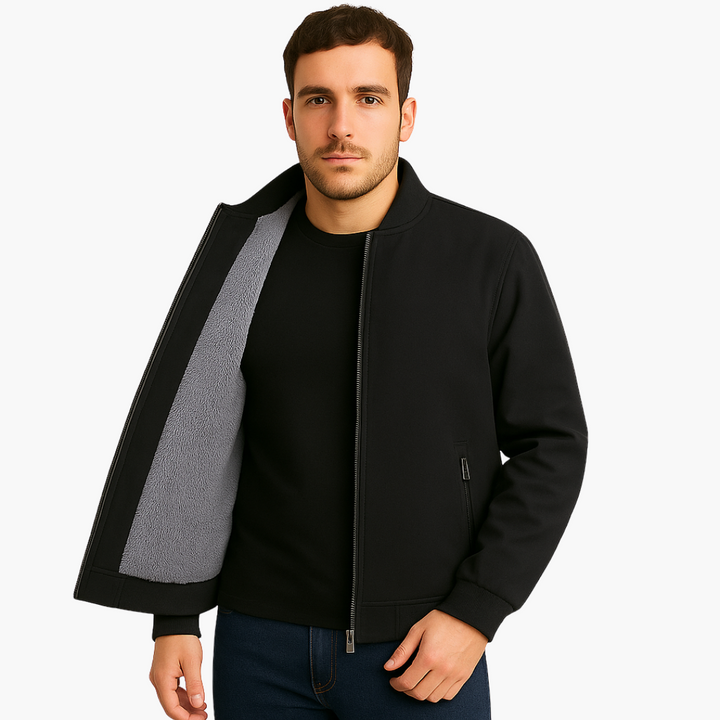 Herren Bomberjacke mit Reißverschluss und Fleece Futter
