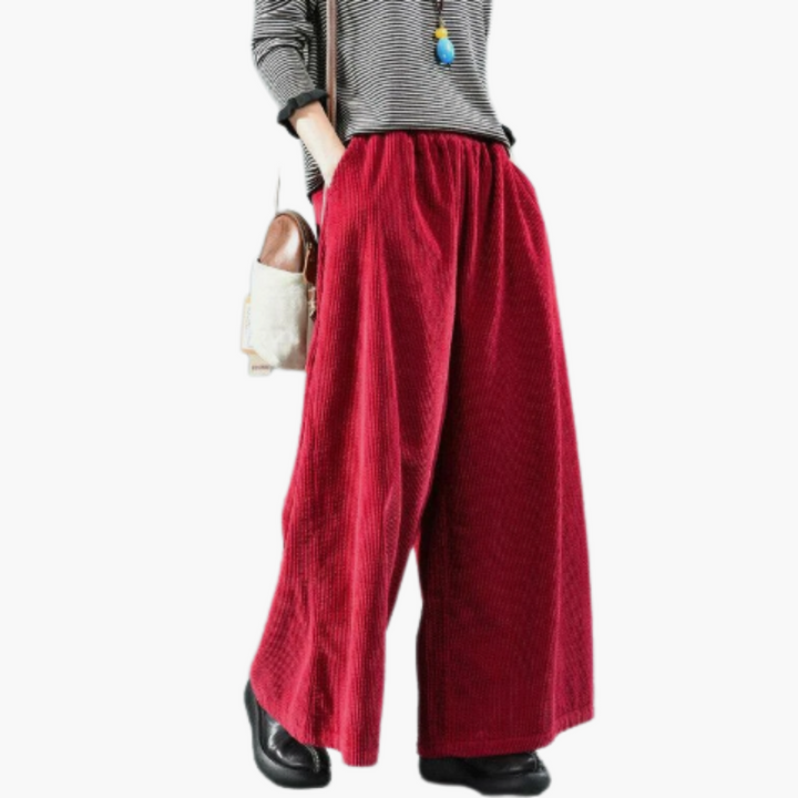 Damen Cordhose mit Knopfverschluss und geradem Bein