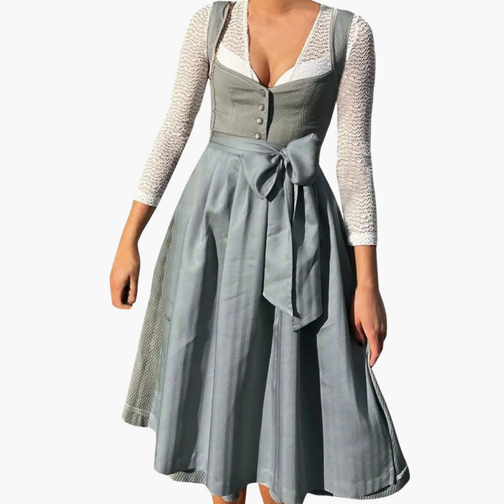 Midi mit Schleife für Damen - Langarm Trachtenkleid