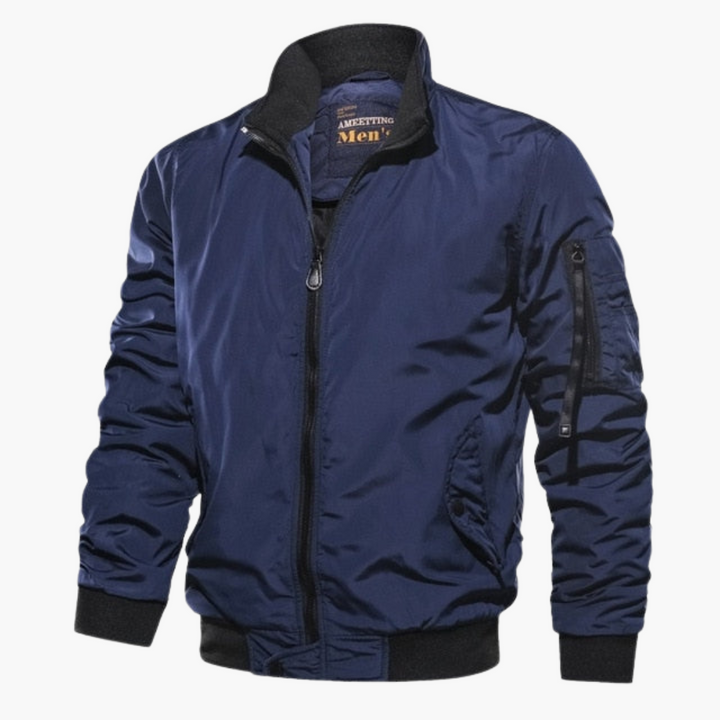 Herren Bomberjacke mit Stehkragen und Frontreißverschluss