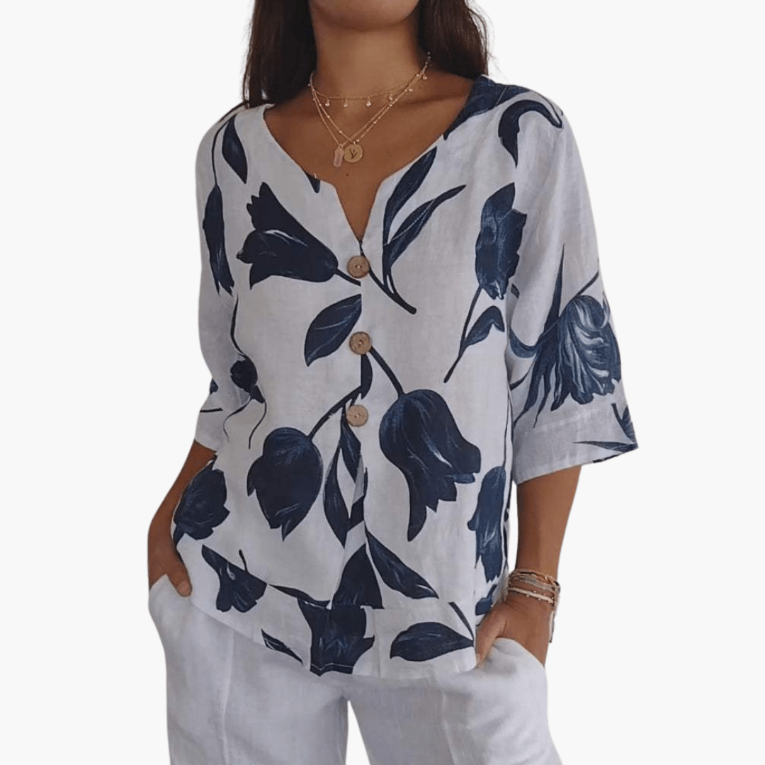 Stylische Bluse mit Blumendruck für Frauen - SchmiedeMode