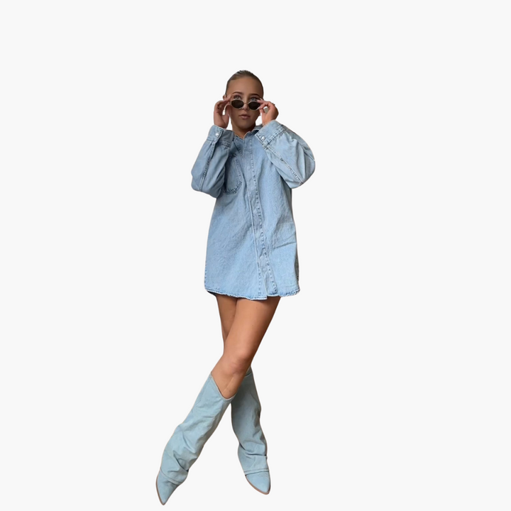 Modische Denim Stiefel für Damen – Slouchy Look & Trendy