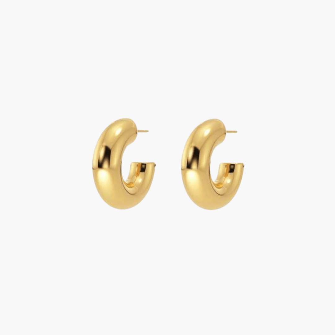 Stilvolle 14K Gold Chunky Hoops für Frauen - SchmiedeMode