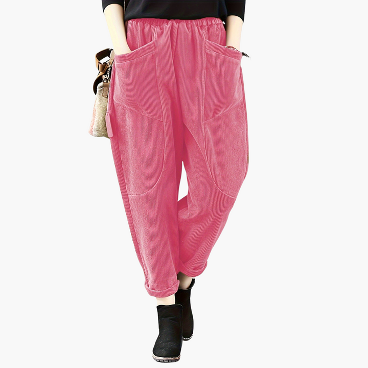 Damen Cordhose mit weitem Bein und Taschen